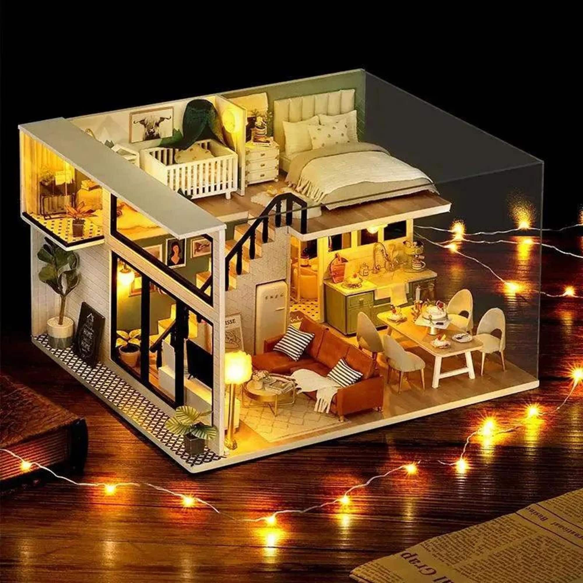 Wizardi Miniature Roombox: House by the Sea Dollhouse Kit